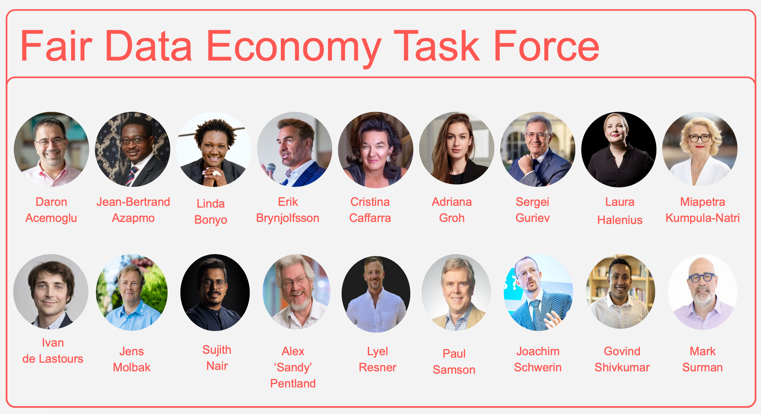 Headshots of the Fair Data Economy Task Force